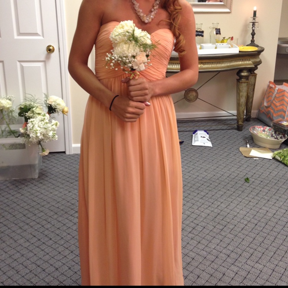 Donna Morgan strapless bridesmaids dress